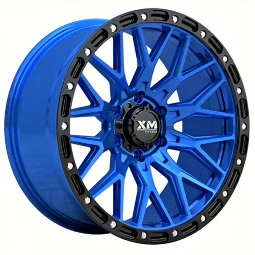 XM-704 Candy Blue Face + Black Lip – XTREME MUDDER 17X9 6X139.7 Flow Forming Wheel