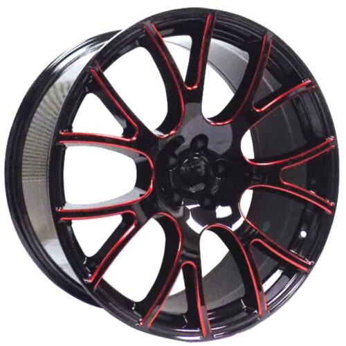 22×9″ Dodge Hellcat SRT Replica Wheel Fits 5lug Dodge Hellcat, Challenger and Magnum, Red Milled