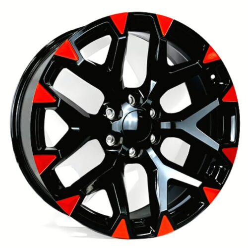 22″ Snowflake Chevy Replica Wheel Fits Chevy GMC Trucks Orange Spokes