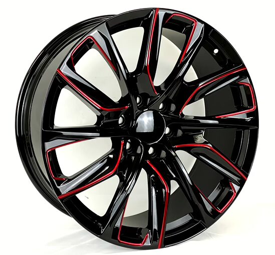 22x9 Black Milled Replica Wheel – Red Line | 6x139.7 | Fits Chevy, GMC, Cadillac