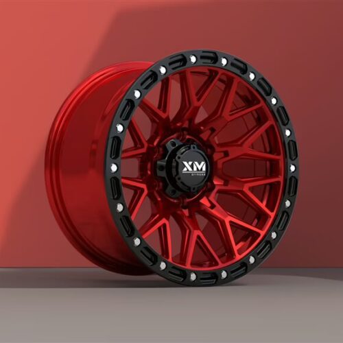 XTREME MUDDER XM-704 17X9 CANDY RED FLOW FORM WHEEL for Jeep Wrangler & Gladiator
