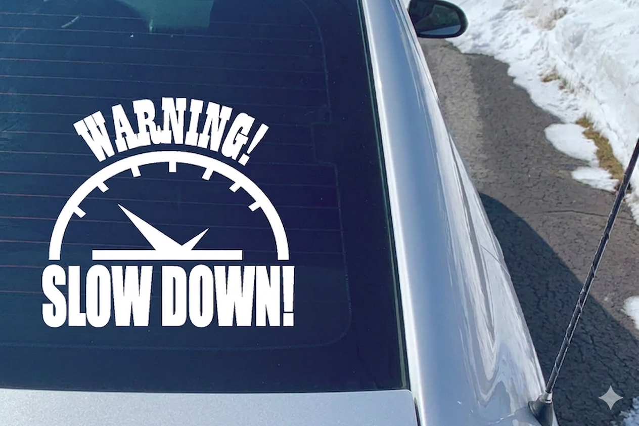 "Slow Down!" Funny Car Sticker