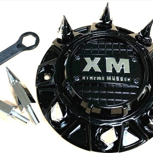 Xtreme Mudder XM-318 Spike Wheel Cap Gloss Black Chrome Logo