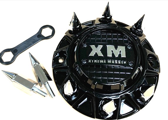 Xtreme Mudder XM-318 Spike Wheel Cap Gloss Black Chrome Logo